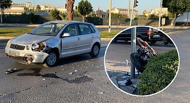 Antalya'da günün ilk motosiklet ile otomobil kazası