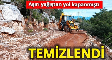 Finike'de aşırı yağıştan yollar kapanmıştı! Taş ve mıcırla kaplanan yol temizlendi