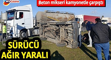 Antalya Manavgat'ta feci kaza! Beton mikseri kamyonetle çarpıştı, sürücü yaralı