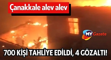 Çanakkale alev alev: 700 kişi tahliye edildi, 4 gözaltı!