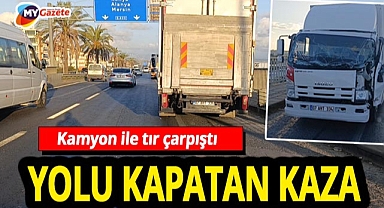 Kamyon Tıra arkadan çarptı! Manavgat çevreyolu felç oldu