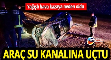 Akseki’de kaygan yolda otomobil yan yattı! Yaralılar var...