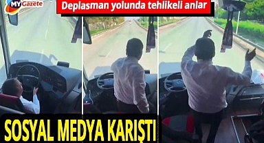 Antalyaspor taraftarını taşıyan otobüs şoförünün tehlikeli eğlence! Sosyal medyayı salladı