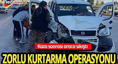 Serik kavşağında kaza! İki araç çarpıştı sıkışan yolcuyu itfaiye kurtardı