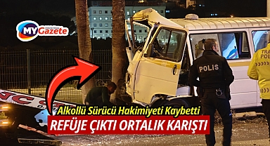 Alkollü Sürücü refüjdeki ağaca çarptı