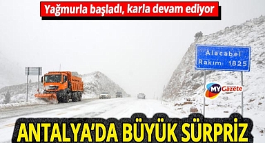 Antalya'da Alacabel beyaza büründü! 1825 rakımda kar yağışı aralıklarla sürüyor