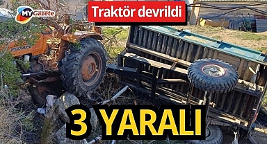 Burdur’da Traktör devrildi: 3 kişi yaralandı