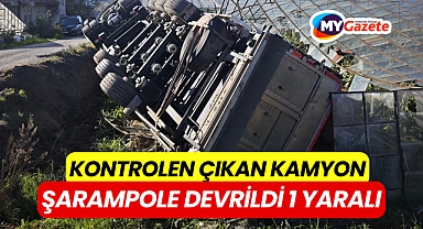 Gazipaşa'da devrilen kamyonun sürücüsü yaralandı