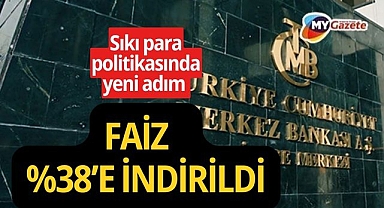 Merkez Bankası politika faizini %38'e indirdi