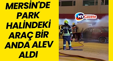 Mersin'de park halindeki araç yandı