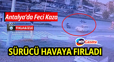 Otomobille çarpışan motosikletli havaya fırladı