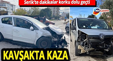 Serik’te feci kaza! Pazar kavşağında çarpışan araçlarda 4 kişi yaralandı
