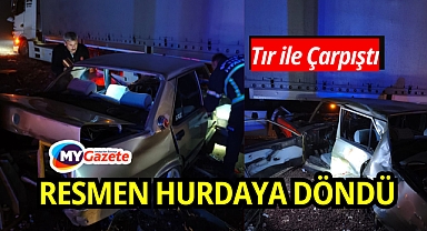 Tır ile çarpışan TOFAŞ hurdaya döndü