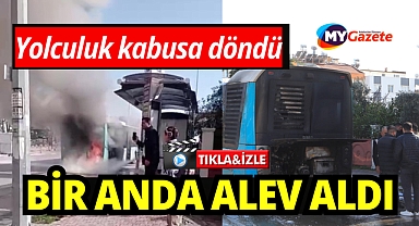 Antalya'da seyir halindeki halk otobüsü alevlere teslim oldu
