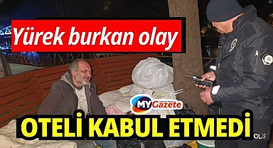 Bankta hayatını sürdüren adam, otelde konaklamayı kabul etmedi