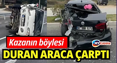 Emniyet şeridindeki araca çarptı: 2 yaralı