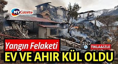 Gündoğmuş’ta yangın  facia: ev ve ahır yandı kül oldu, hayvanlar kurtarılamadı!