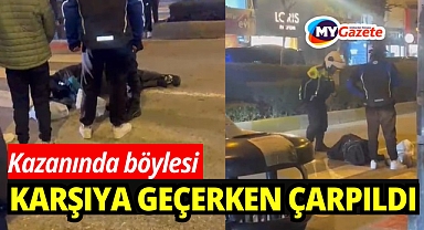 Karşıdan karşıya geçerken motosiklet çarptı!