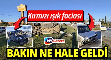 Kırmızı ışık ihlali yapan aracın çarptığı minibüs devrildi: 5 yaralı