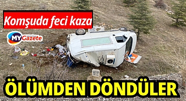 Kontrolden çıkan kamyonet şarampole yuvarlandı: 3 yaralı