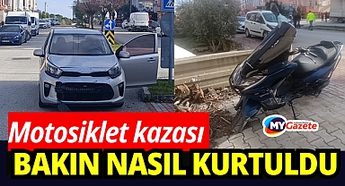 Otomobille motosiklet çarpıştı: 1 yaralı
