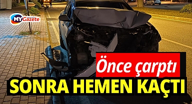 Park halindeki otomobile çarpan sürücü kaçtı