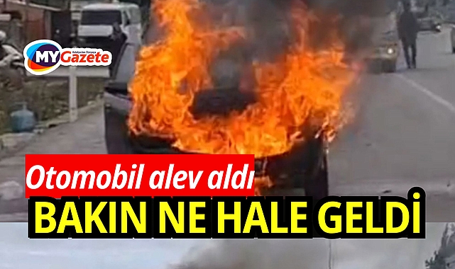 Seyir halindeki otomobil alev aldı