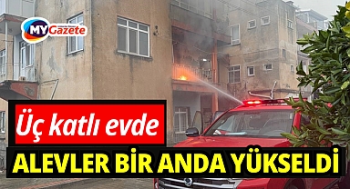 Üç katlı evin ikinci katında yangın çıktı