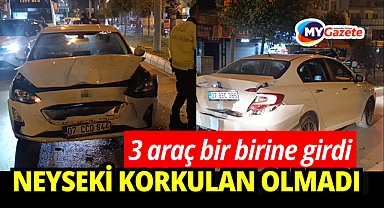 Zincirleme kazada3 araç bir birine girdi: Neyse ki korkulan olmadı!