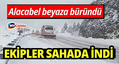 Alacabel geçidi karla kaplandı: Karayolları ekipleri sahada