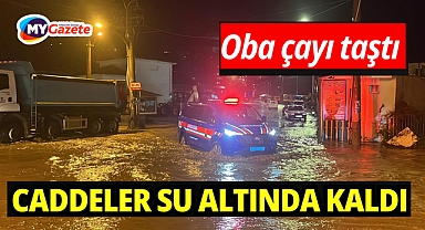 Alanya'da Oba çayı taştı, caddeler sular altında kaldı