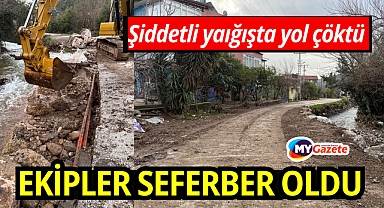 Antalya'da şiddetli yağış nedeniyle çöken yol onarıldı