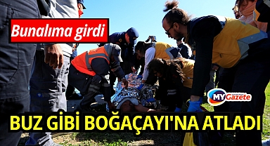 Bunalıma girip buz gibi çaya atladı, can simidiyle kurtarıldı
