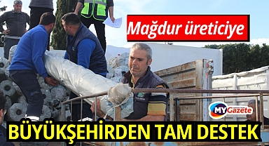 Hortum ve fırtınadan zarar gören üreticiye sera naylonu desteği