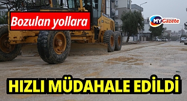 Kepez’de yağış sonrası bozulan yollara müdahale
