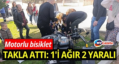 motorlu bisiklet takla attı: 1'i ağır 2 yaralı