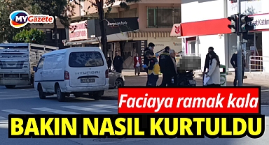 Motosikletli sürücü facianın eşiğinden döndü