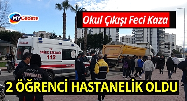 Okul dönüşü kamyon ile çarpışan motosikletteki 2 genç yaralandı
