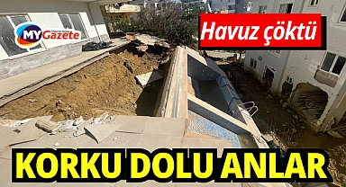 Sağanak sonrası havuz çöktü, apartman boşaltıldı