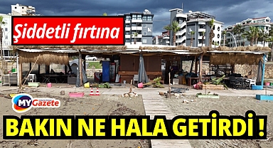 Şiddetli fırtına sahildeki işletmede hasara yol açtı