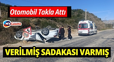 Ters dönen otomobilin sürücüsü yaralandı