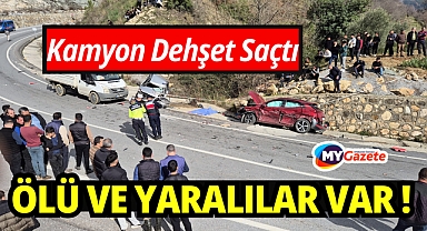 Virajı alamayan kamyon 2 otomobili biçti: 1 ölü, 3 yaralı