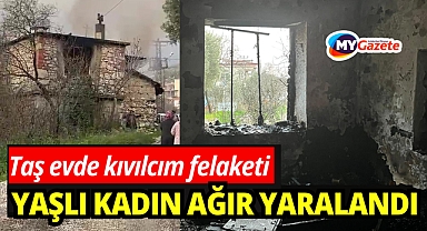 Yangına uykuda yakalanan yaşlı kadın hastaneye kaldırıldı