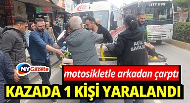 Yayalara yol veren otomobile motosikletle arkadan çarptı: 1 yaralı