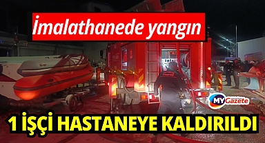 Antalya'da tekne imalathanesinde yangın