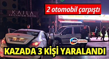 iki otomobil çarpıştı: 3 yaralı