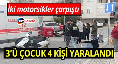 Motosiklet ile elektrikli bisiklet çarpıştı: 3'ü çocuk 4 yaralı