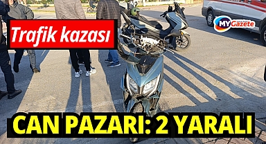 Motosiklet ile otomobil çarpıştı: 2 yaralı