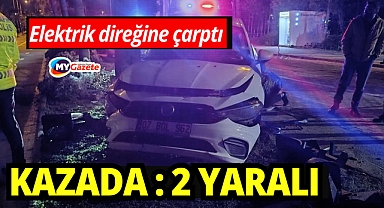  Otomobil elektrik direğine çarptı: 2 yaralı