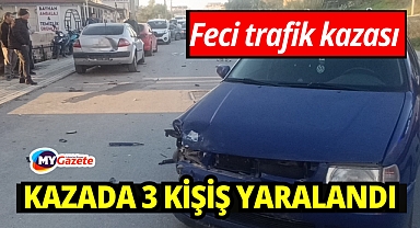 Otomobille çarpışan motosikletteki 2 kişi metrelerce savruldu: 3 yaralı